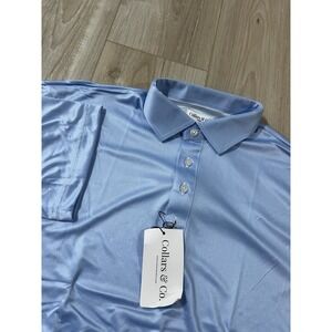 Collars and Co  Collar Polo Herringbone Blue  Size L Blue.